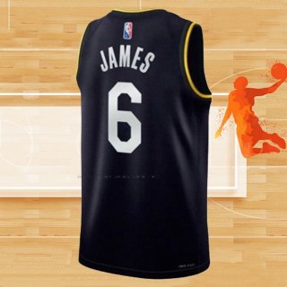 Camiseta Los Angeles Lakers LeBron James NO 6 MVP 2022 Negro