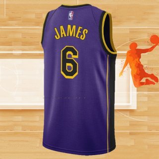 Camiseta Los Angeles Lakers LeBron James NO 6 Statement 2022-23 Violeta