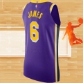 Camiseta Los Angeles Lakers LeBron James NO 6 Statement Autentico Violeta