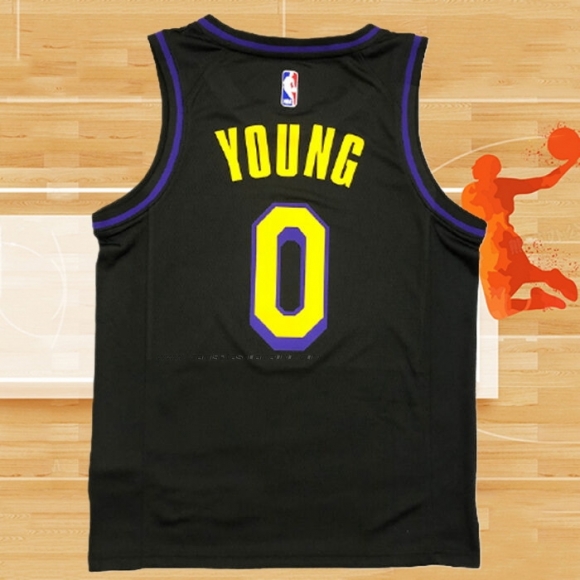 Camiseta Los Angeles Lakers Nick Young NO 0 Ciudad 2019-20 Negro