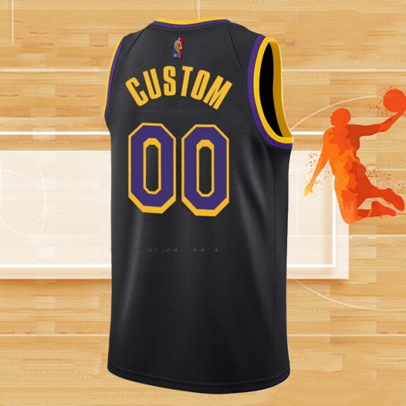 Camiseta Los Angeles Lakers Personalizada Earned 2020-21 Negro