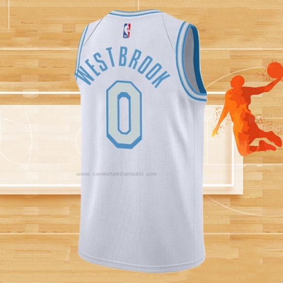 Camiseta Los Angeles Lakers Russell Westbrook NO 0 Ciudad 2020-21 Blanco