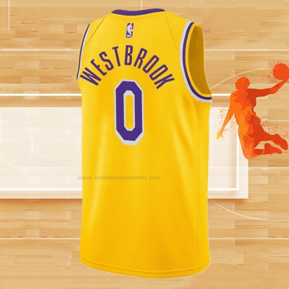 Camiseta Los Angeles Lakers Russell Westbrook NO 0 Icon 2020 Amarillo