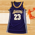 Camiseta Mujer Los Angeles Lakers Lebron James NO 23 Violeta