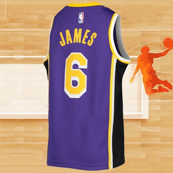 Camiseta Nino Los Angeles Lakers LeBron James NO 6 Statement Violeta