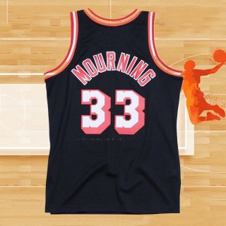 Camiseta Miami Heat Alonzo Mourning NO 33 Hardwood Classics Throwback Negro