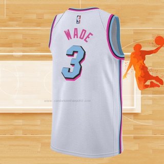 Camiseta Miami Heat Dwyane Wade NO 3 Ciudad 2017-18 Blanco