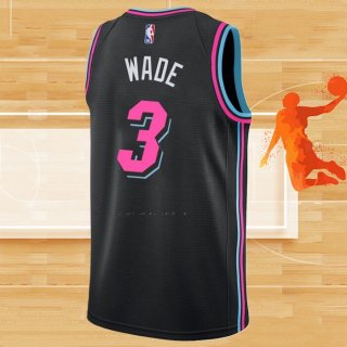 Camiseta Miami Heat Dwyane Wade NO 3 Ciudad 2018-19 Negro