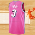 Camiseta Miami Heat Dwyane Wade NO 3 Earned 2018-19 Rosa
