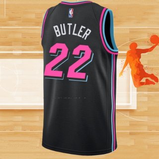 Camiseta Miami Heat Jimmy Butler NO 22 Ciudad 2018-19 Negro