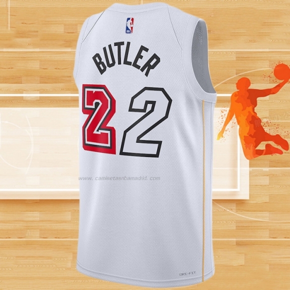 Camiseta Miami Heat Jimmy Butler NO 22 Ciudad 2022-23 Blanco