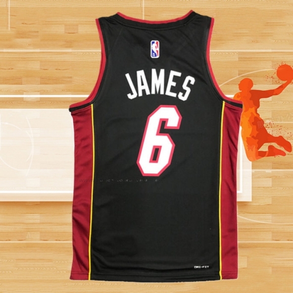 Camiseta Miami Heat LeBron James NO 6 Icon Negro