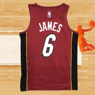 Camiseta Miami Heat LeBron James NO 6 Statement 2020-21 Rojo