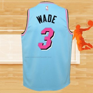 Camiseta Nino Miami Heat Dwyane Wade NO 3 Ciudad Azul