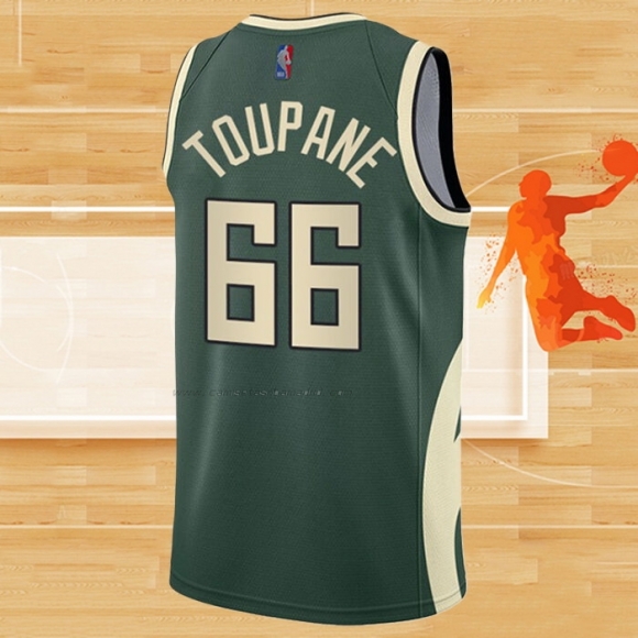 Camiseta Milwaukee Bucks Axel Toupane NO 66 Earned 2020-21 Verde