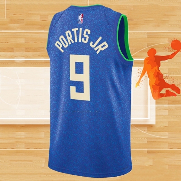 Camiseta Milwaukee Bucks Bobby Portis NO 9 Ciudad 2023-24 Azul