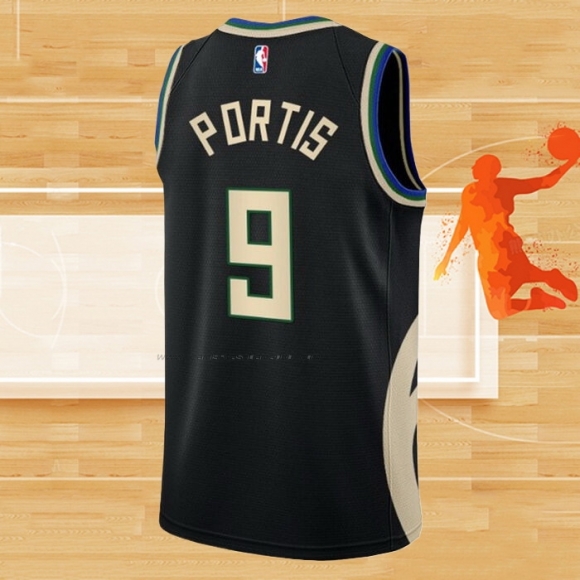 Camiseta Milwaukee Bucks Bobby Portis NO 9 Statement 2022-23 Negro