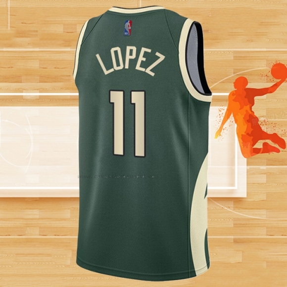 Camiseta Milwaukee Bucks Brook Lopez NO 11 Earned 2020-21 Verde