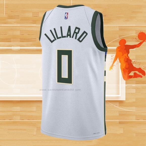 Camiseta Milwaukee Bucks Damian Lillard NO 0 Association 2022-23 Blanco