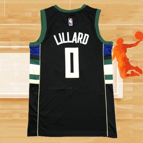 Camiseta Milwaukee Bucks Damian Lillard NO 0 Statement 2018-19 Negro