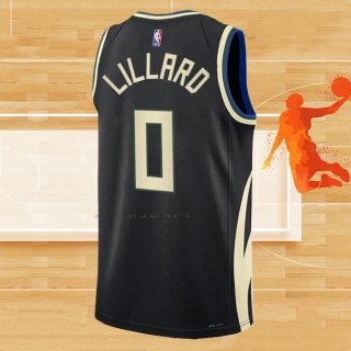 Camiseta Milwaukee Bucks Damian Lillard NO 0 Statement 2022-23 Negro