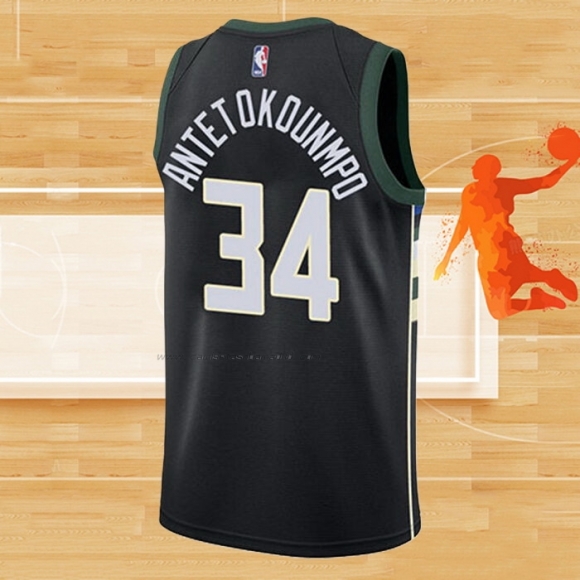 Camiseta Milwaukee Bucks Giannis Antetokounmpo NO 34 Negro