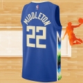 Camiseta Milwaukee Bucks Khris Middleton NO 22 Ciudad 2022-23 Azul