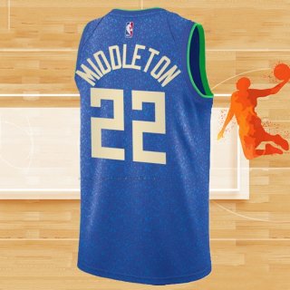 Camiseta Milwaukee Bucks Khris Middleton NO 22 Ciudad 2023-24 Azul