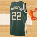 Camiseta Milwaukee Bucks Khris Middleton NO 22 Earned 2020-21 Verde