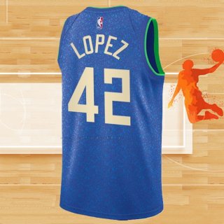 Camiseta Milwaukee Bucks Robin Lopez NO 42 Ciudad 2023-24 Azul