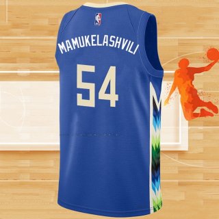 Camiseta Milwaukee Bucks Sandro Mamukelashvili NO 54 Ciudad 2022-23 Azul