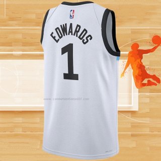 Camiseta Minnesota Timberwolves Anthony Edwards NO 1 Ciudad 2022-23 Blanco