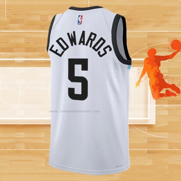 Camiseta Minnesota Timberwolves Anthony Edwards NO 5 Ciudad 2022-23 Blanco