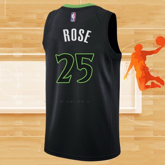 Camiseta Minnesota Timberwolves Derrick Rose NO 25 Statement 2022-23 Negro