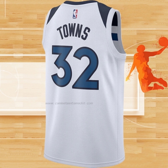 Camiseta Minnesota Timberwolves Karl-Anthony Towns NO 32 Association Blanco