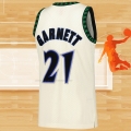 Camiseta Minnesota Timberwolves Kevin Garnet NO 21 Mitchell & Ness Chainstitch Crema