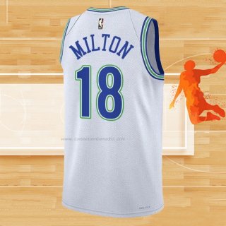 Camiseta Minnesota Timberwolves Shake Milton NO 18 Classic 2023-24 Blanco