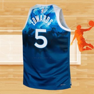 Camiseta Nino Minnesota Timberwolves Anthony Edwards NO 5 Ciudad 2023-24 Azul