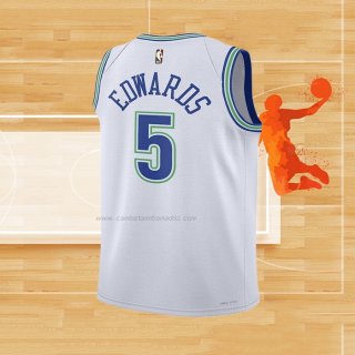 Camiseta Nino Minnesota Timberwolves Anthony Edwards NO 5 Classic 2023-24 Blanco