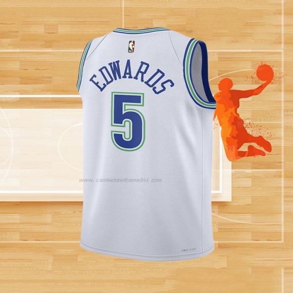 Camiseta Nino Minnesota Timberwolves Anthony Edwards NO 5 Classic 2023-24 Blanco