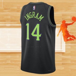 Camiseta New Orleans Pelicans Brandon Ingram NO 14 Ciudad 2023-24 Negro