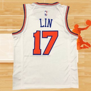 Camiseta New York Knicks Jeremy Lin NO 17 Association Blanco