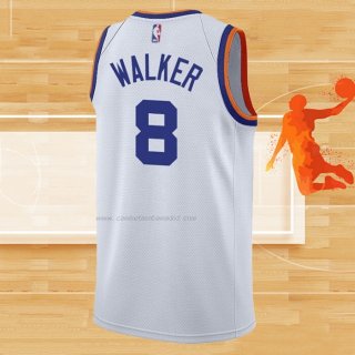 Camiseta New York Knicks Kemba Walker NO 8 75th Anniversary Blanco