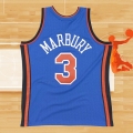 Camiseta New York Knicks Stephon Marbury NO 3 Hardwood Classics Throwback Azul