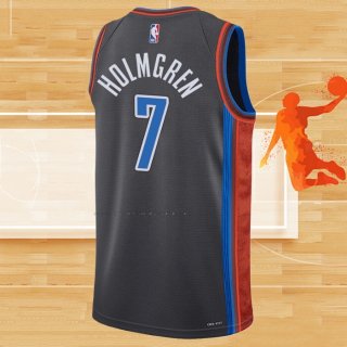 Camiseta Oklahoma City Thunder Chet Holmgren NO 7 Ciudad 2022-23 Gris