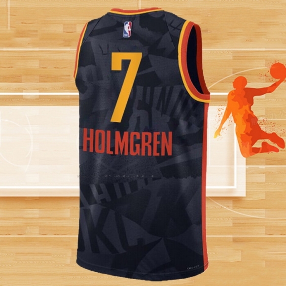 Camiseta Oklahoma City Thunder Chet Holmgren NO 7 Ciudad 2023-24 Negro