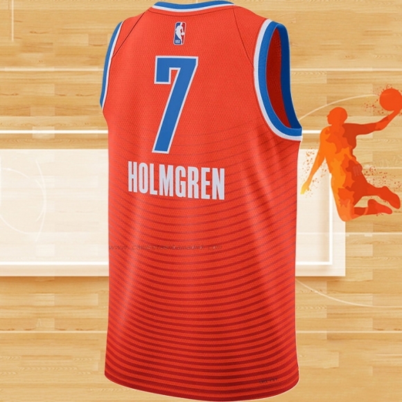 Camiseta Oklahoma City Thunder Chet Holmgren NO 7 Statement Naranja