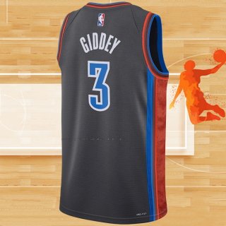 Camiseta Oklahoma City Thunder Josh Giddey NO 3 Ciudad 2022-23 Gris