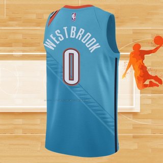 Camiseta Oklahoma City Thunder Russell Westbrook NO 0 Ciudad 2018-19 Azul