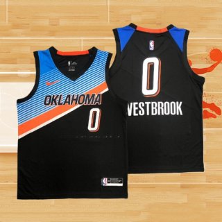 Camiseta Oklahoma City Thunder Russell Westbrook NO 0 Ciudad 2020-21 Negro